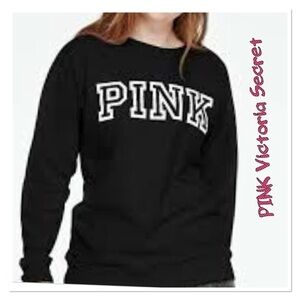 Victoria's Secret Pink EVERYDAY LOUNGE CAMPUS CREW Pullover SMALL XS BLACK